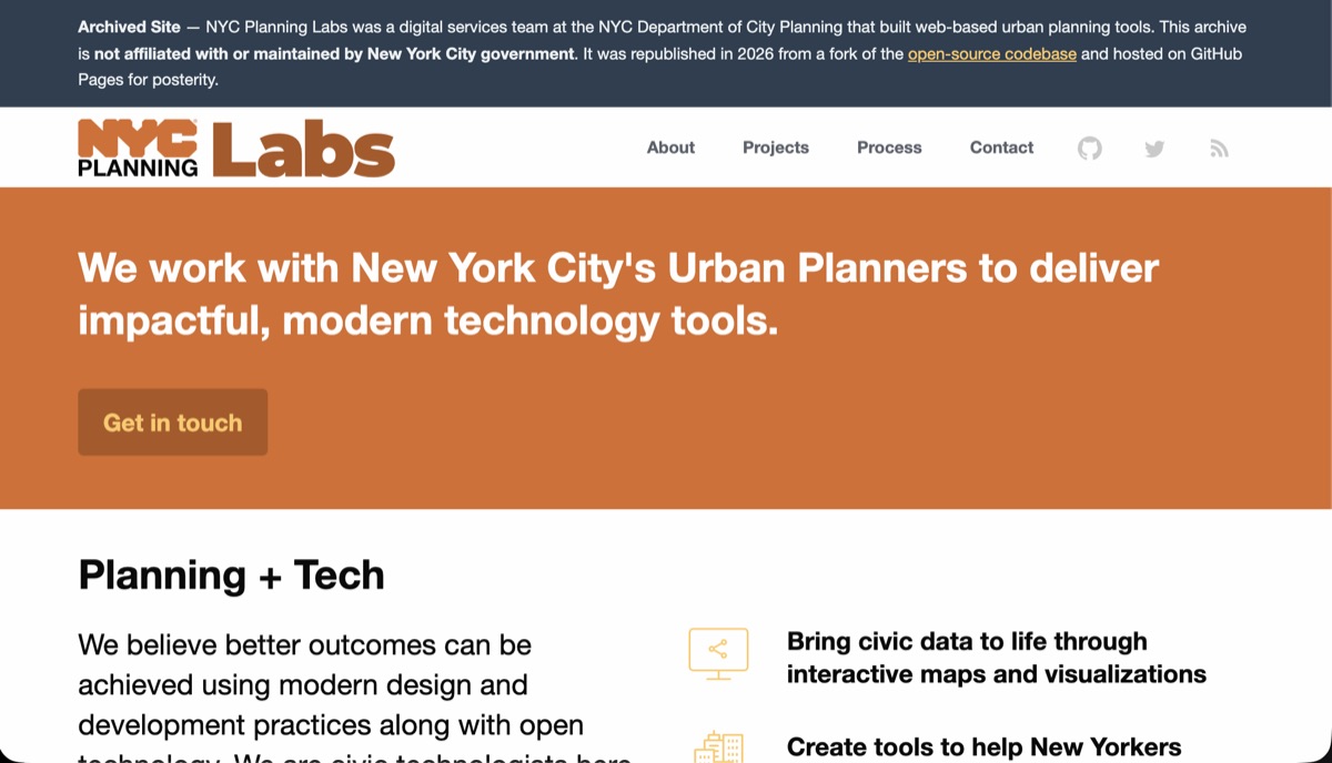 NYC Planning Labs Website (Archived)